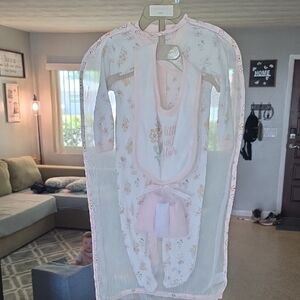 chick pea Pink Floral Baby Sleep Gown & Bib Set